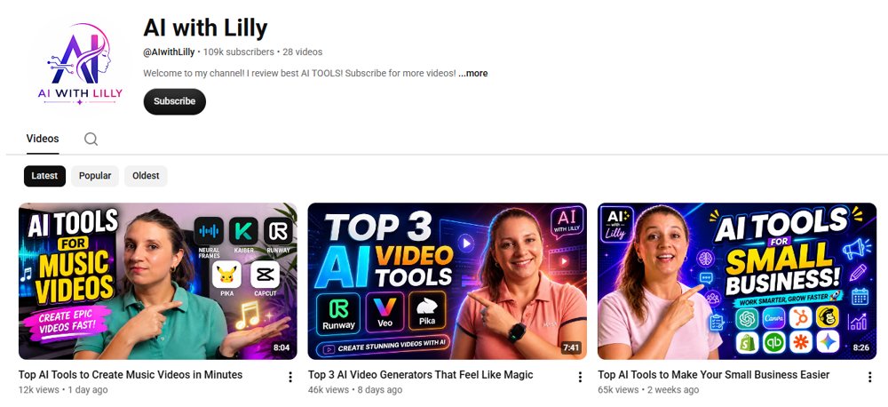 AI with Lilly YouTube channel screenshot