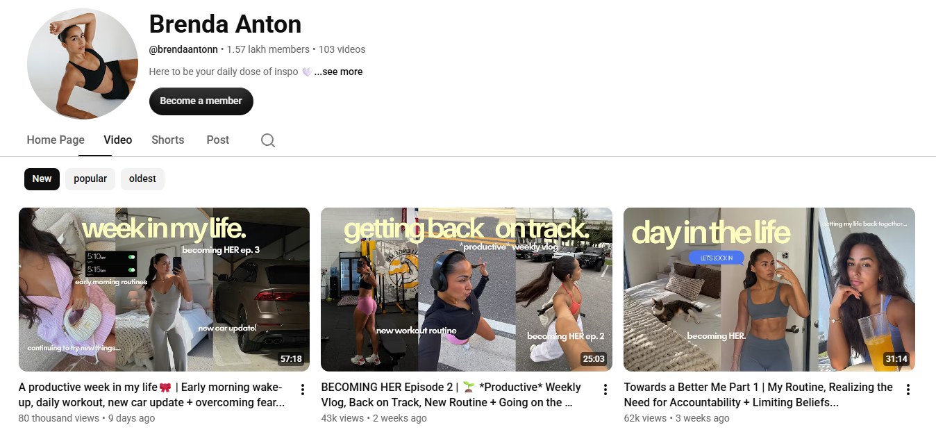 Brenda Anton YouTube channel screenshot