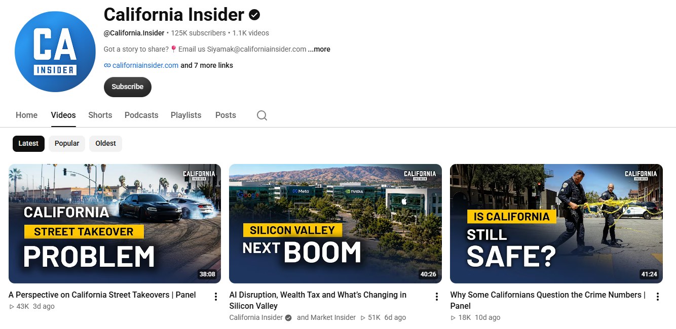 California Insider YouTube channel screenshot