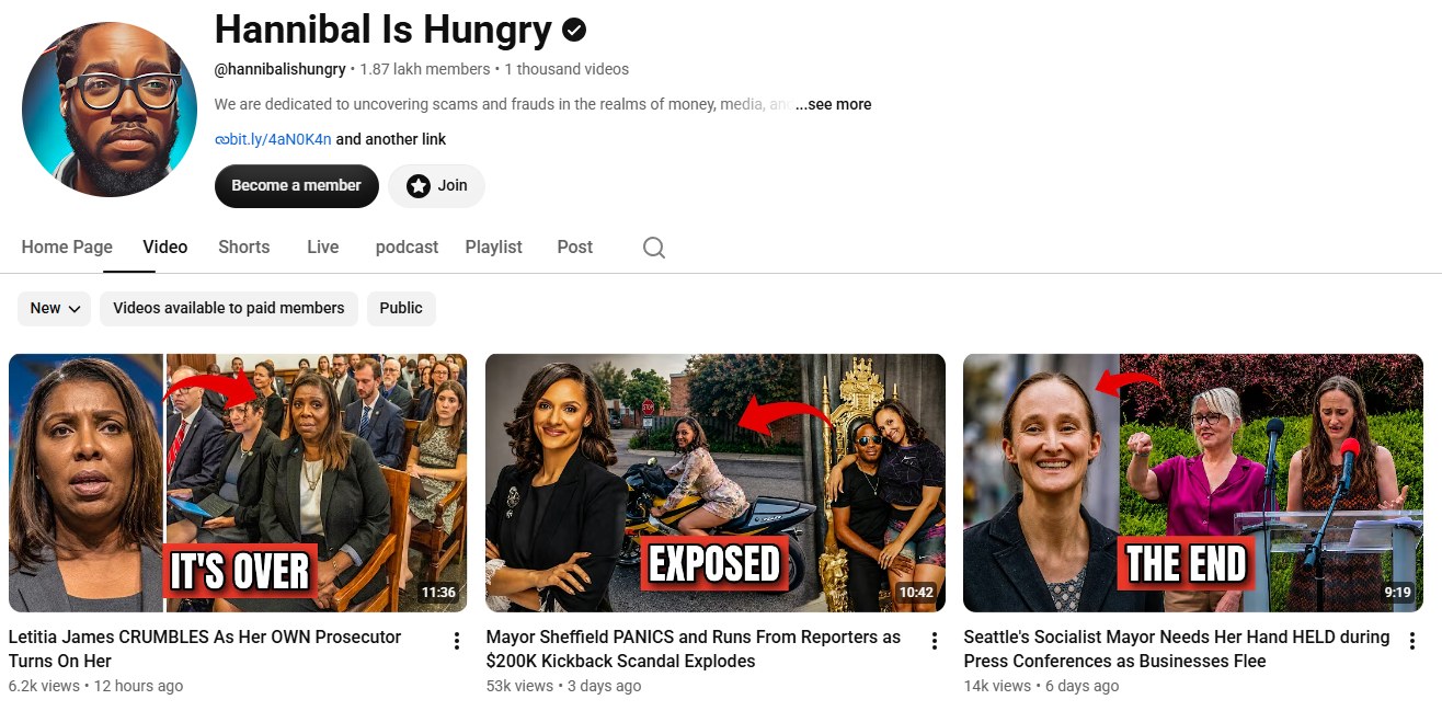 Hannibal Is Hungry YouTube channel screenshot