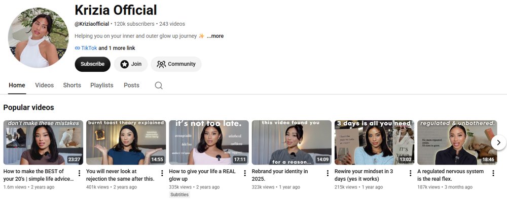 Krizia Official YouTube channel screenshot