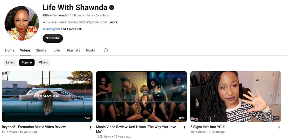 Life With Shawnda YouTube channel screenshot
