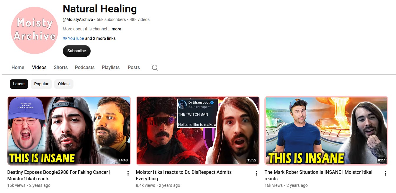 Natural Healing YouTube channel screenshot