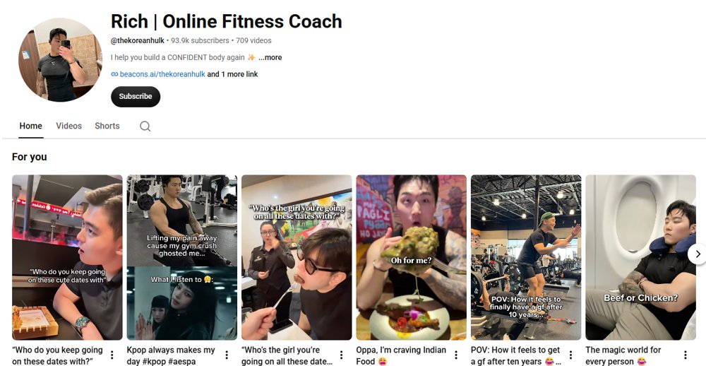 Rich | Online Fitness Coach YouTube channel screenshot